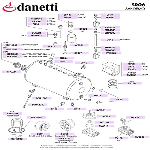 SANREMO - BOILER, FŰTŐSZÁLAK, VÍZSZINT JELZŐK